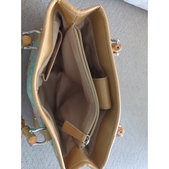 Relic By Fossil Multi-Color Woven Bag with Bamboo Handles - Picture 3 of 5